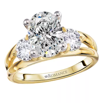 Three Stone Split Shank Diamond Engagement Ring 160345-OV200Y