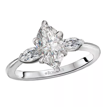 Diamond Semi-Mount 3-Stone Engagement Ring 160130-MQ100