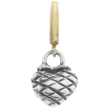 Tiny Sterling Traversa Heart Pendant with Yellow Gold Enhancer Bail VHP 702