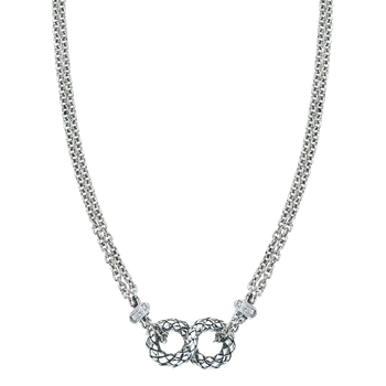Sterling Traversa Infinity Loop Center with Diamond Rondelles Necklace VHN 1055 D