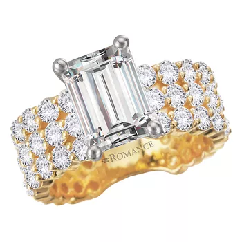 Triple Row Band Semi-Mount Lab Grown Diamond Engagement Ring 160314-EM300YLG