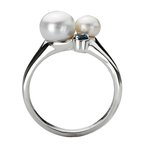 Eleganza Ladies Fashion Freshwater Pearl and Blue Topaz Ring 711867-7