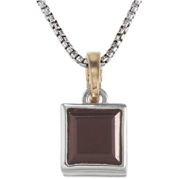 Square Garnet Traversa Sterling Pendant with Yellow Gold Bail VHP 594 FG