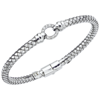 Diamond Circle Sterling Traversa Spring Bangle Bracelet VHB 1011 D