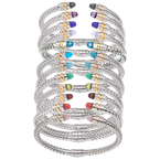 Alisa Lapis Lazuli cabochons Sterling Traversa Spring Cuff Bracelet, Yellow Gold Rondelles VHB 416 LL