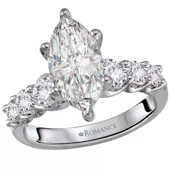 Semi-Mount Graduated Diamond Engagement Ring 160362-MQ200