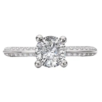 Knife Edge Banded Semi-Mount Diamond Engagement Ring 160305-RD150PT