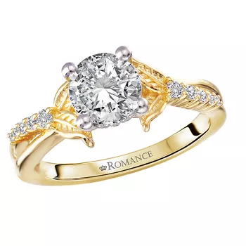 Semi-Mount Hidden Halo Engagement Ring with Leaves 160283-RD100Y