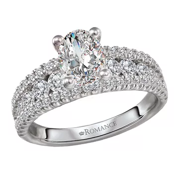 Split Row Lab Grown Diamond Semi-Mount Engagement Ring 160267-OV100LG