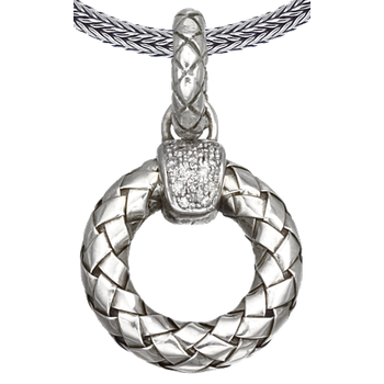 Sterling Traversa Open Circle Pendant with Pave' Diamonds at Top VHP 649 D
