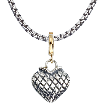 Small Sterling Traversa Heart Pendant with Yellow Gold Enhancer Bail VHP 463