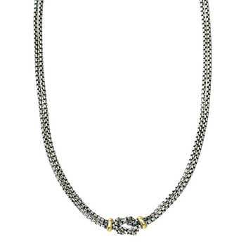 2 Yellow Gold Rondelles Sterling Box Chain Knot Necklace VHN 1589