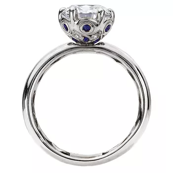 Diamond and Sapphire Hidden Halo Semi-Mount Engagement Ring 160365-OV200SPH