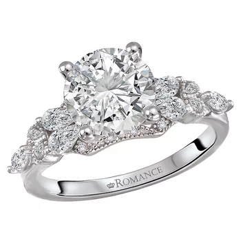 Classic Semi-Mount Diamond Engagement Ring with Milgrain Design 160354-RD200