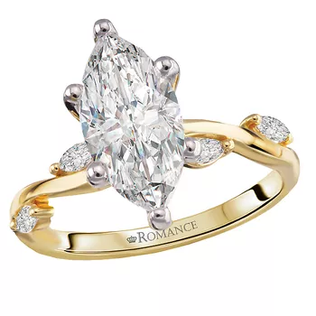Wavy Band Semi-Mount Diamond Engagement Ring 160349-MQ200Y