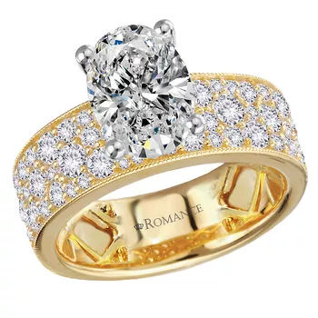Broad Band Shank Semi-Mount Lab Grown Diamond Engagement Ring 160303-OV200YLG