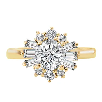 Ballerina Style Halo Semi-Mount Diamond Ring 119271-RD100YK