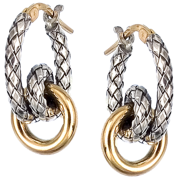 Sterling Traversa Loopy Earrings with Shiny Yellow Gold Circle Dangle VHE 732