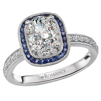 Halo Semi Mount Diamond and Gemstone Ring 119257-CO100K