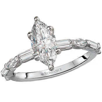 *** Lab Grown Diamond *** Semi-Mount Diamond Engagement Ring 160128-MQ100LG