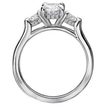 *** Lab Grown Diamond *** 3-Stone Semi-Mount Diamond Ring 160164-OV100LG
