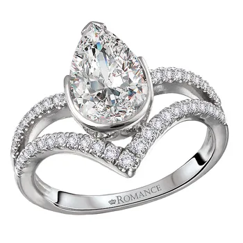 Diamond Split V-Curved Semi-Mount Diamond Ring 160311-PS200