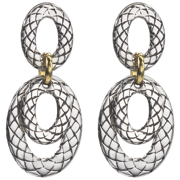 Triple Oval Sterling Traversa Doorknocker Earrings with Yellow Gold Attachment VHE 928