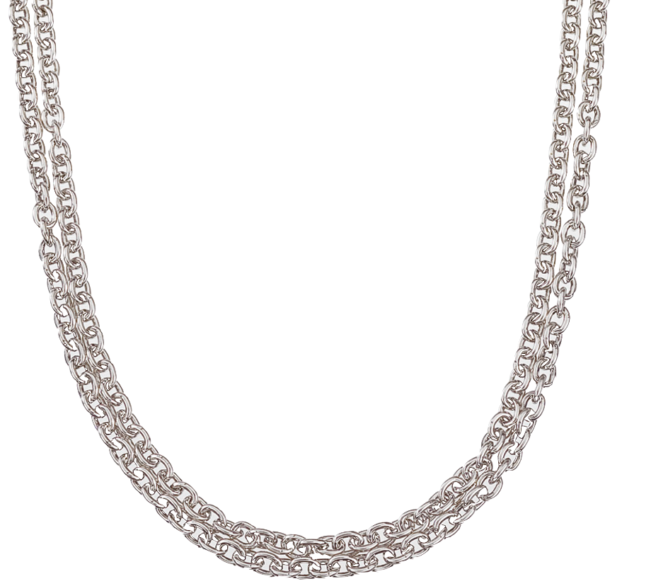 Sterling Double Rollo Chain 16", Rhodium Finish