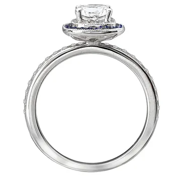 Halo Semi Mount Diamond and Gemstone Ring 119257-CO100K