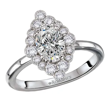 Halo and Milgrain Designed Semi-Mount Engagement Ring 160315-OV100