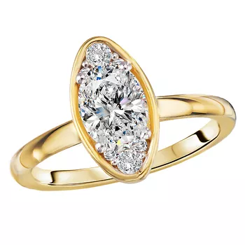 Moval-Shape, Oval Diamond Semi-Mount Engagement Ring 160292-MO100Y