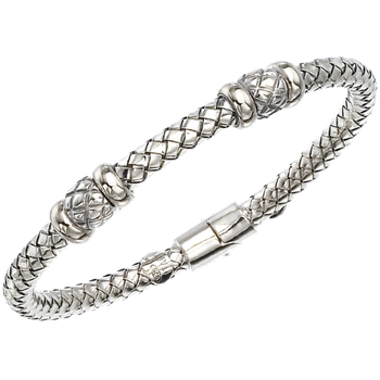 Double Traversa Station Sterling Traversa Spring Bangle Bracelet VHB 1282