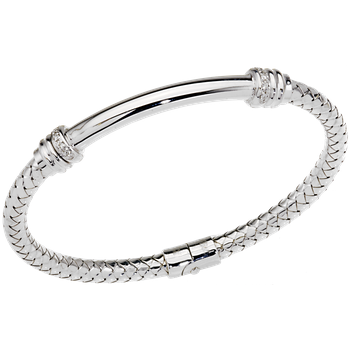 Diamond Edged Shiny Bar Sterling Traversa Spring Bangle Bracelet VHB 864 D