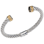 Alisa Bellatini Vari-tip Sterling Twisted Cable Spring Cuff Bracelet Blank, Yellow Gold Scrollwork AO 12-100