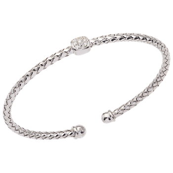 Single Cushion Shape Diamond Station Sterling Traversa Cuff Bracelet VHB 1446 D CF