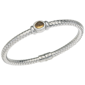 Faceted Citrine Sterling Traversa Spring Bangle Bracelet VHB 1305 FC