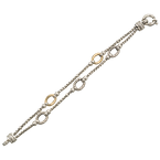 Alisa Sterling Double Box Chain with 3 Traversa Oval Links & 2 Shiny Yellow Gold Oval Links Bracelet VHB 855