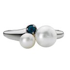 Eleganza Ladies Fashion Freshwater Pearl and Blue Topaz Ring 711867-7