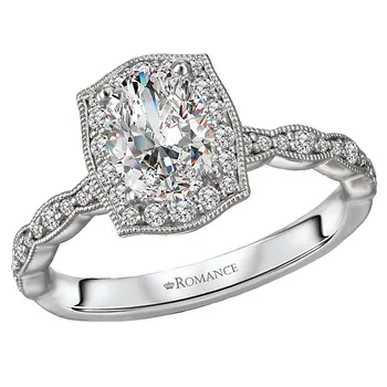 *** Lab Grown Diamond *** Halo Semi-Mount Diamond Ring 160038-OV100LG