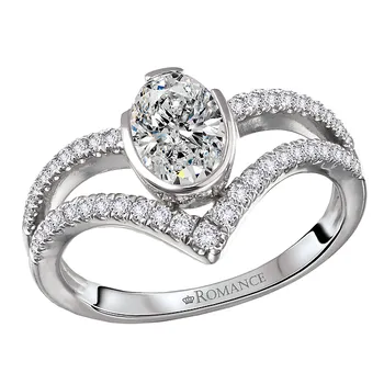 Diamond Split V-Curved Semi-Mount Diamond Ring 160311-OV100