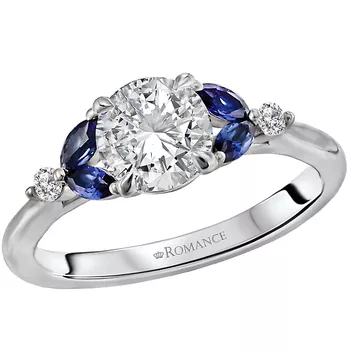 Sapphire and Diamond Semi-Mount Engagement Ring 160125-RD100SPH