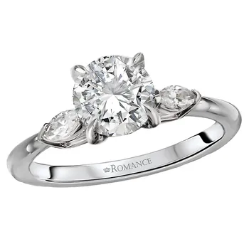 *** Lab Grown Diamond *** Diamond Semi-Mount 3-Stone Engagement Ring 160130-RD100LG