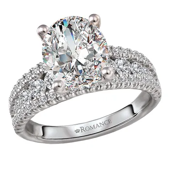 Split Row Diamond Semi-Mount Engagement Ring 160267-OV300
