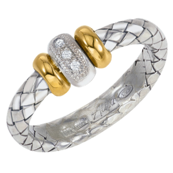 Traversa Band Ring, Single Station Yellow Gold & Diamond Rondelle VHR 1597 D