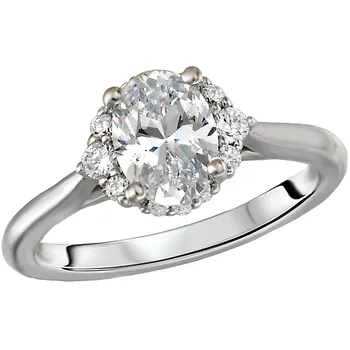 Diamond Halo Semi-Mount Engagement Ring 160132-OV100