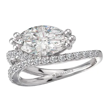 Semi-Mount Diamond Wave Shank Engagement Ring 160274-MQ200
