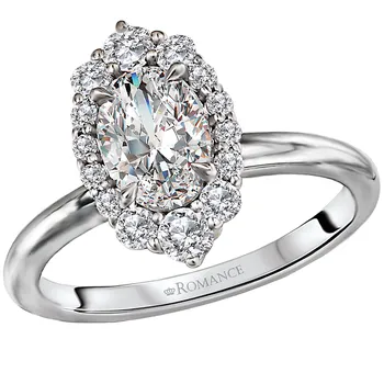 Halo Diamond Semi-Mount Engagement Ring 160118-OV100LG