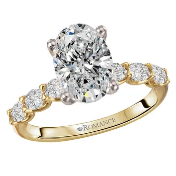 4 Prong Peg Head Semi-Mount Diamond Engagment Ring 160310-OV200Y