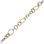 Alisa Mixed Shape & Size Traversa & Shiny Sterling & Yellow Gold Link Bracelet VHB 1461