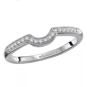Curved Front Diamond Wedding Band 160322-W